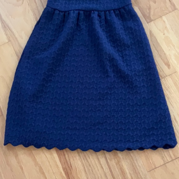 Anthropologie Maeve Navy Blue Sleeveless Dress Pockets Scallop hem XS - Picture 3 of 3